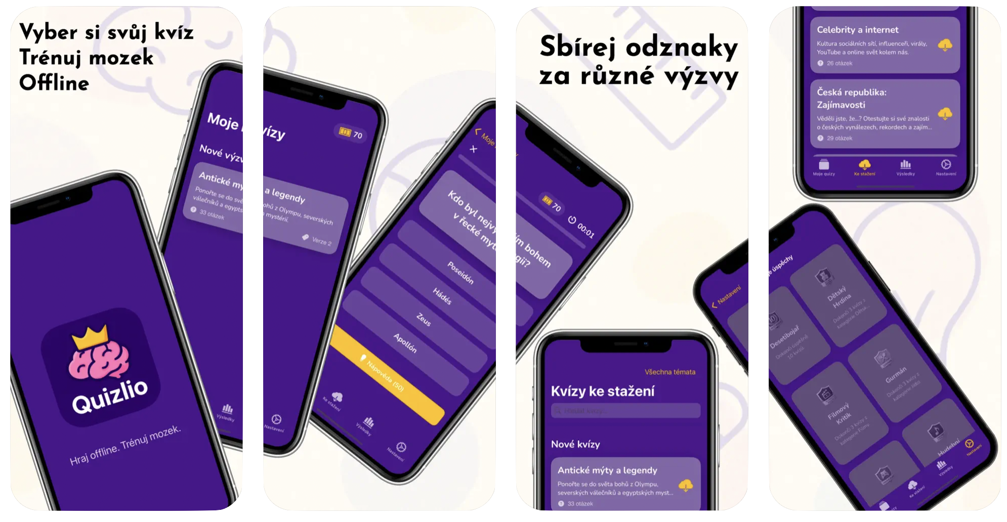 Náhled projektu kvízové aplikace Quizlio
