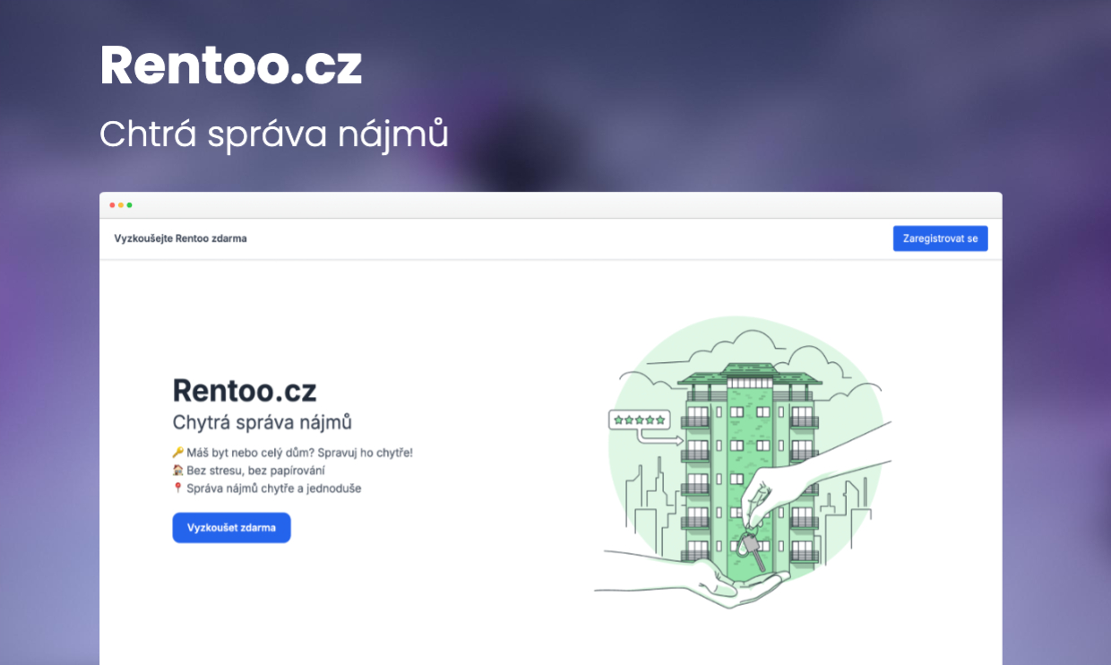 Náhled projektu webu Rentoo.cz