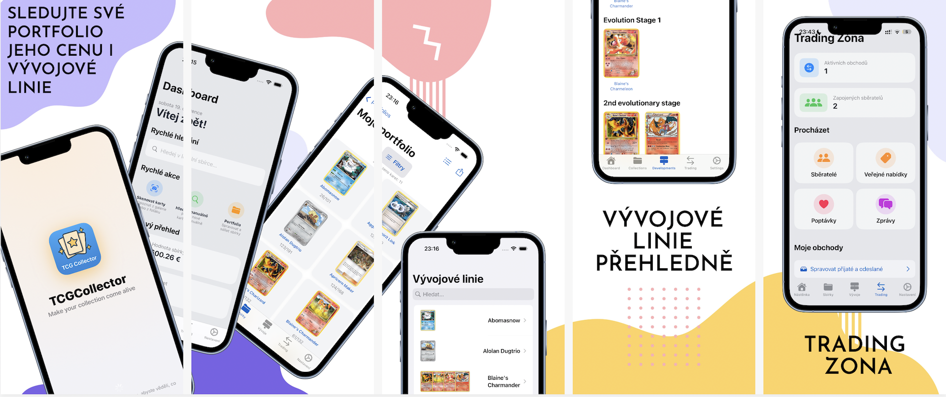 Náhled projektu aplikace TCG Collector